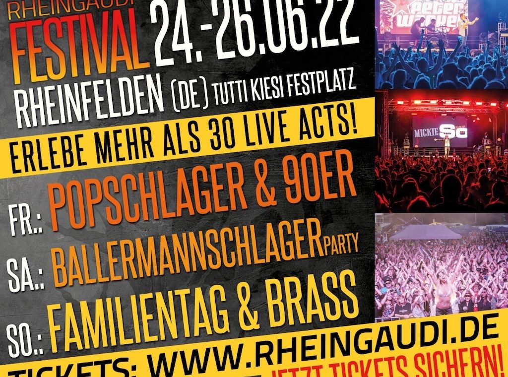 Party XXL: Großartiges Programm beim Rheingaudi Festival am 24.-26.06.22 für Groß & Klein