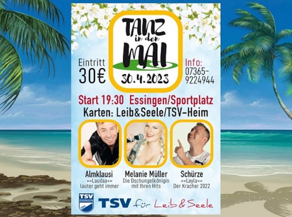 Ballermann Radio Eventtipp: TSV Essingen feiert „Tanz in den Mai“ im Mallorcastyle