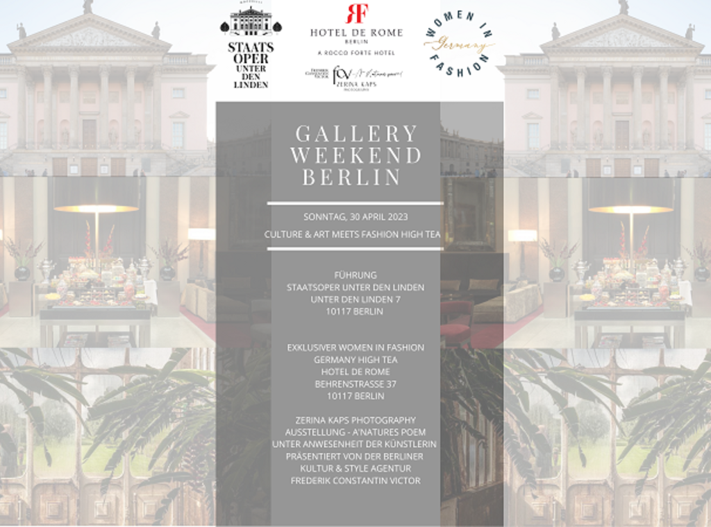 "Culture & Art meets Fashion High Tea" - Women in Fashion Germany lädt ein zum exklusiven Event im Rahmen des Gallery Weekends Berlin