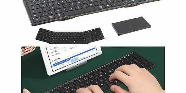 Die kabellose sowie faltbare Fullsize-Tastatur mit Bluetooth und Beleuchtung