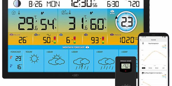 Diese Funk-Wetterstation erfasst Temperatur, Luftfeuchtigkeit, Luftqualität und UV-Belastung
