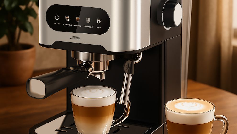 Espresso auf Knopfdruck: Siebträgermaschine mit Milchaufschäumer & Touch-Bedienung