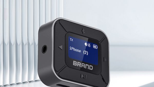 2in1-Bluetooth-Audio-Adapter mit Display und Flugzeugadapter