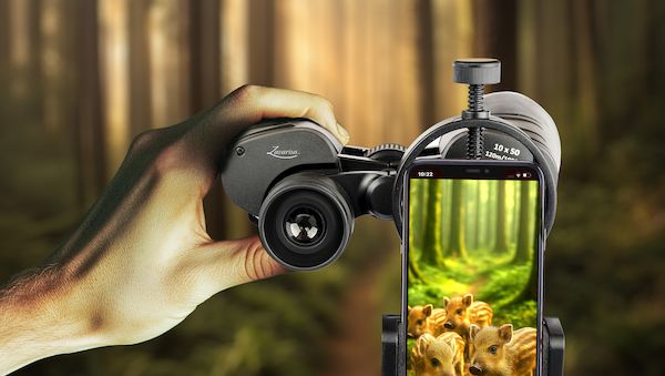 Fernglas mit Eagle-Eye-Technologie und Smartphone-Halter 