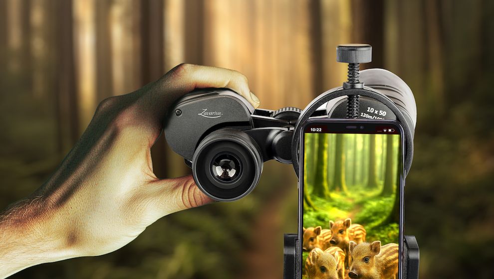 Fernglas mit Eagle-Eye-Technologie und Smartphone-Halter