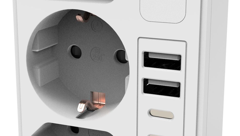 revolt 8in1-Reiseadapter mit USB & LED-Licht