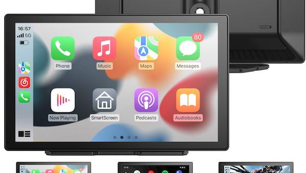 Lescars IPS-HD-Display CAS-5060: CarPlay- und Android-Auto-Nachrüstung mit Dashcam