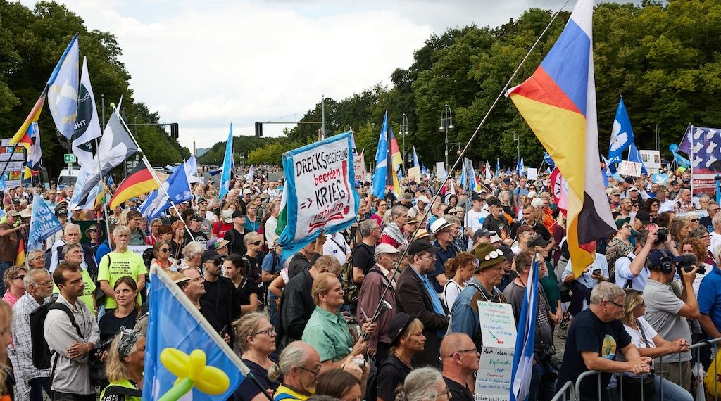 Mehrere tausend Menschen aus der «Querdenken»-Bewegung ziehen durch Berlin