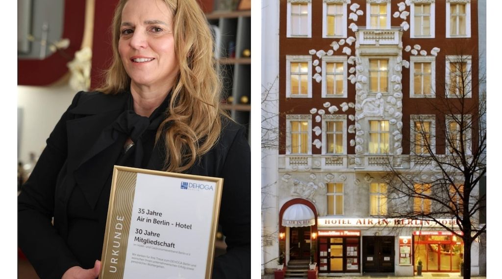 Doppel-Jubiläum für „Air in Berlin Hotel" Franca Schäfer mit goldener Urkunde ausgezeichnet