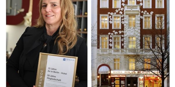 Doppel-Jubiläum für „Air in Berlin Hotel" Franca Schäfer mit goldener Urkunde ausgezeichnet