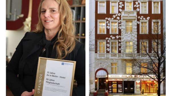 Doppel-Jubiläum für „Air in Berlin Hotel" Franca Schäfer mit goldener Urkunde ausgezeichnet