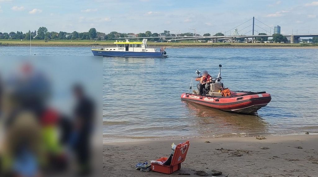 Badeunfall am Rhein in Düsseldorf endet mit Reanimation