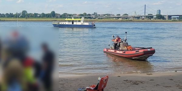 Badeunfall am Rhein in Düsseldorf endet mit Reanimation
