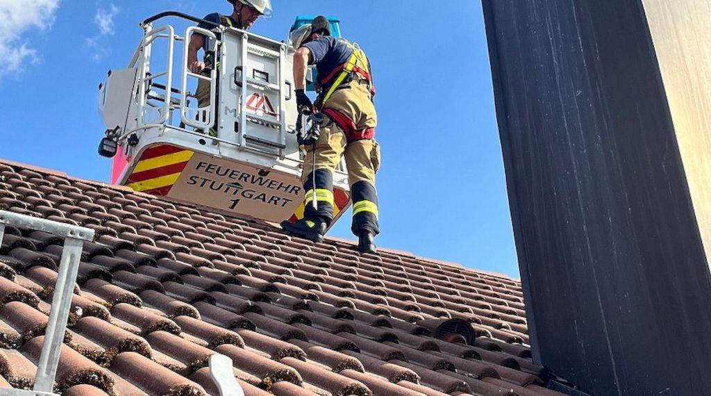 Feuerwehr Stuttgart rettet vier Turmfalken aus heißer Blechverkleidung