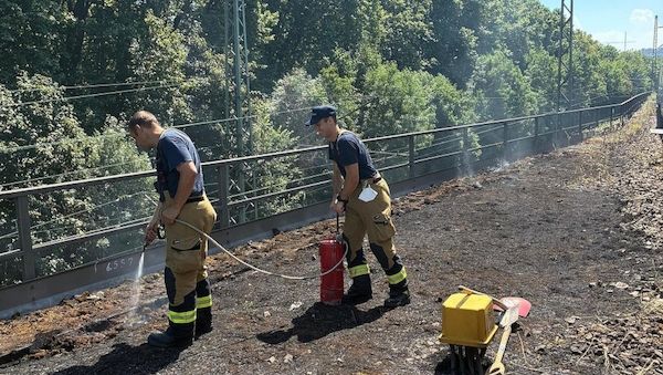 Feuerwehr löscht Vegetationsbrand am Stuttgarter Hauptbahnhof