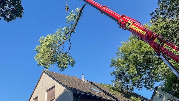 Aufwendiger Feuerwehreinsatz nach Ast auf Hausdach in Dortmund-Husen